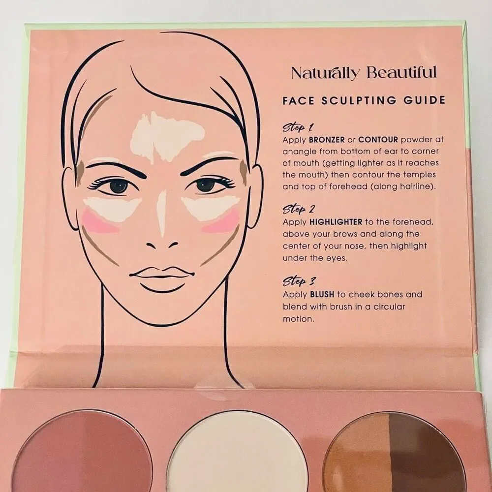 NWT natural beautiful face Palette Sculpting Shades to Compliment any skin Tone